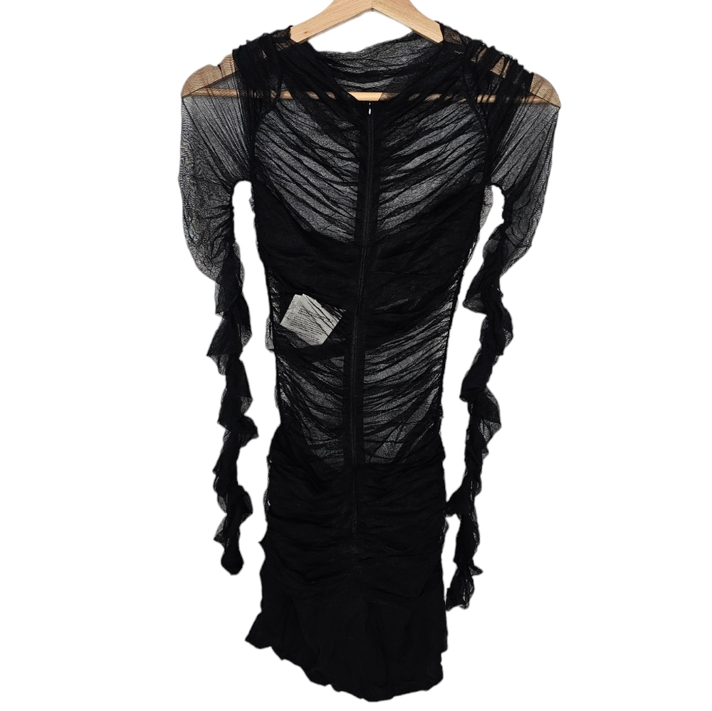 Christopher Esber Semblance Tulle Overlay Mini Dress Black Mesh Size 6 N… - Picture 5 of 12